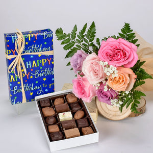 Best Birthday Gift With Mxied Roses An Chocolate