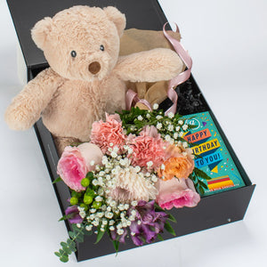 Luxury Black Box With Plush And Flowers 