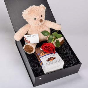 Soft Teddy And Rose Gift Box