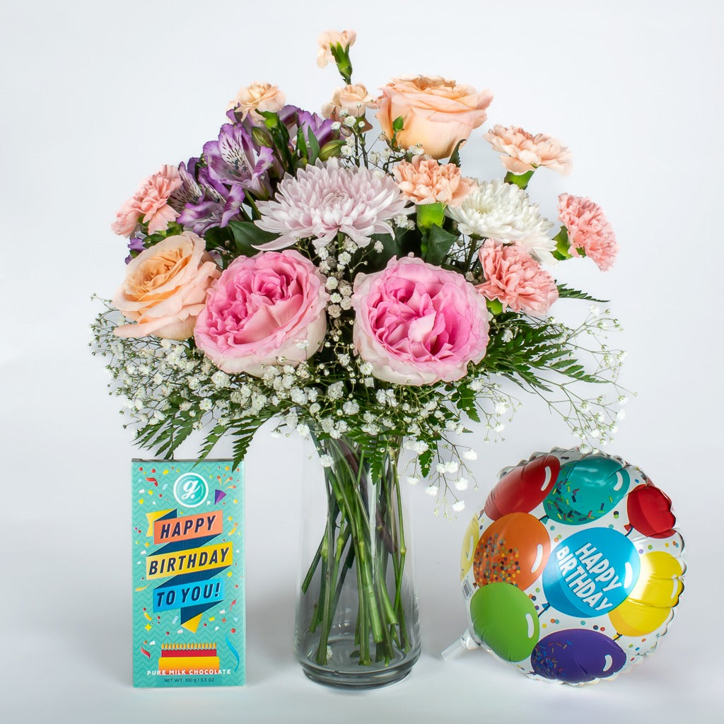 Birthday Celebration Flowers In Vase