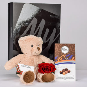 Red Rose, Bear And Chocolate 