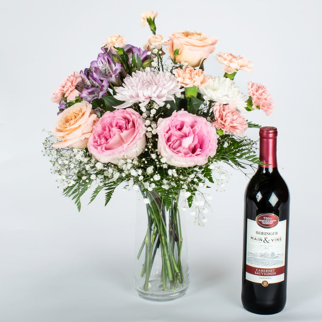 Flower Arrangement With Wine