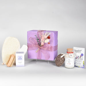 Luxury Spa Gift Wrapped With Handmade Dried Flower Arrangenent