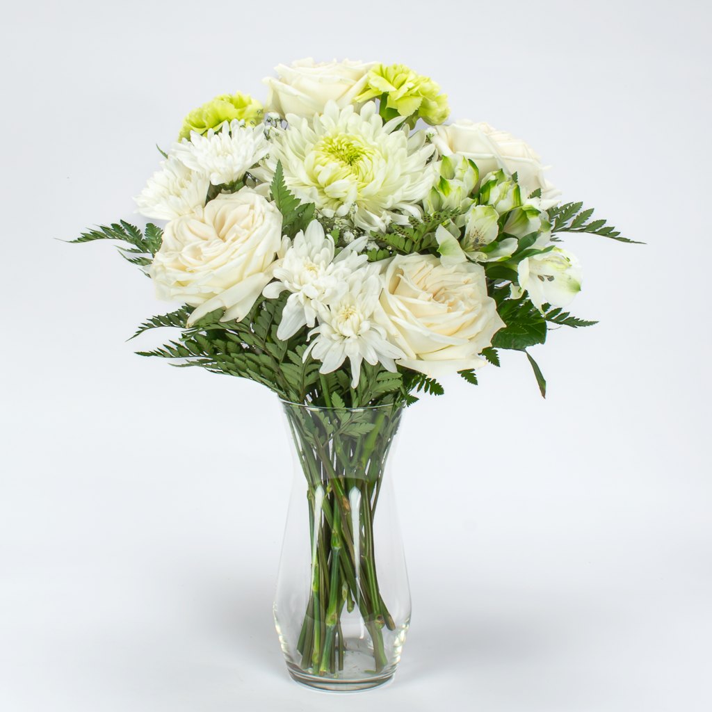 White Roses And Assorted Flowers In Vase