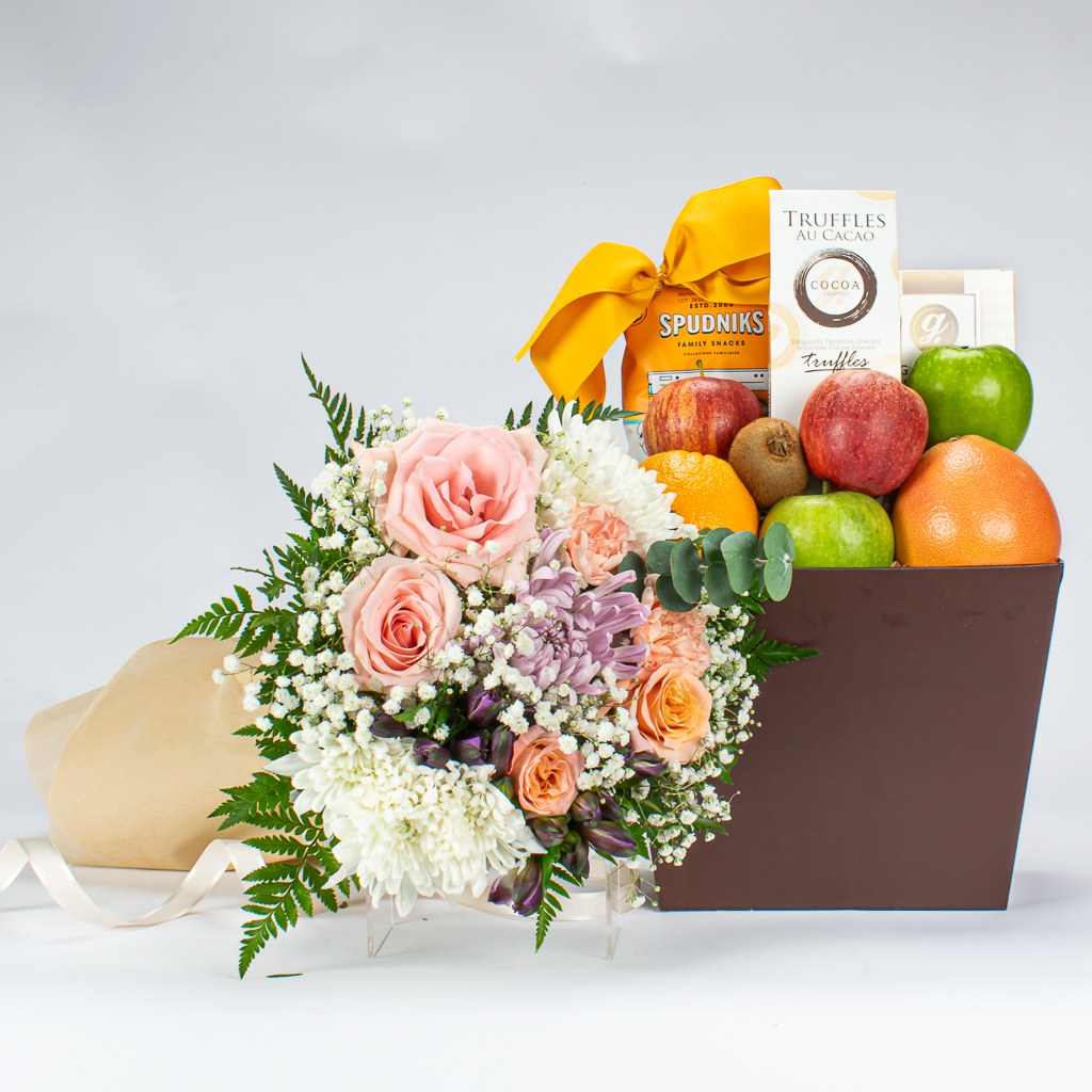 Fresh-Fruit-And-Flower-Arrangement