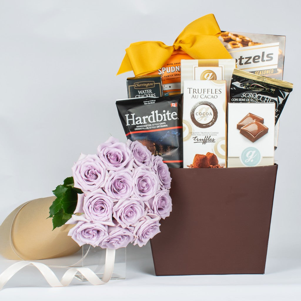 Lavender Roses And Gourmet Items