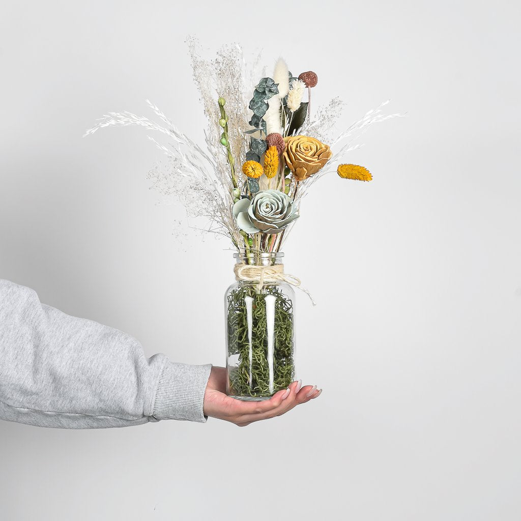 Dried Roses And Floral In Vase