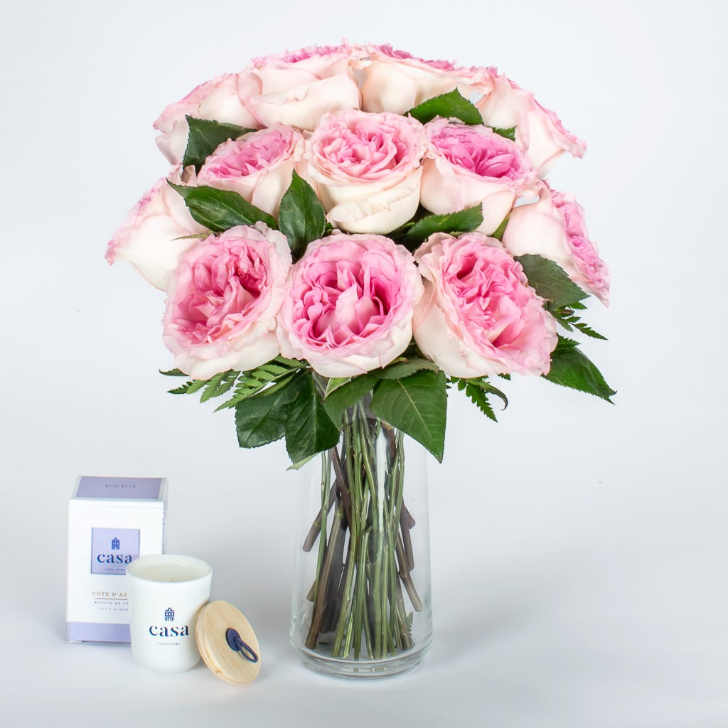 Pink Roses And Candle GTA Delivery