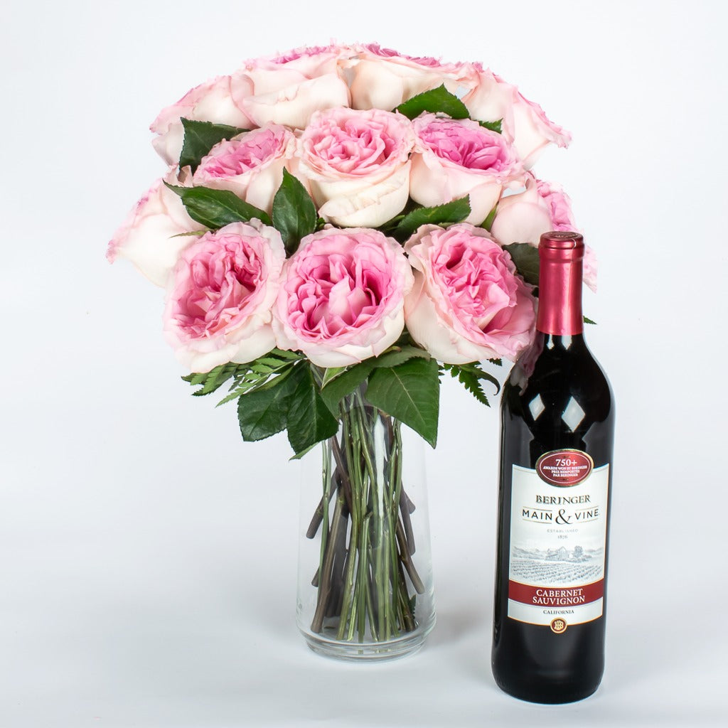 Cabernet And Roses In Vase GTA Delivery