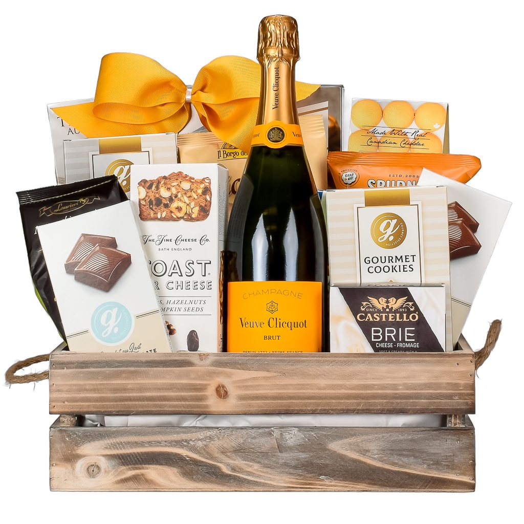 French Veuve Cliquot Champagne In Wooden Crate