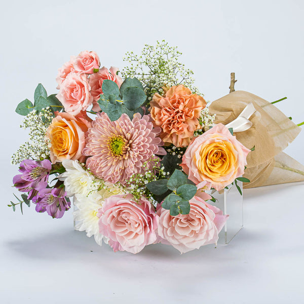 Orange Roses and Thistle Bouquet, Birthday Flower Delivery