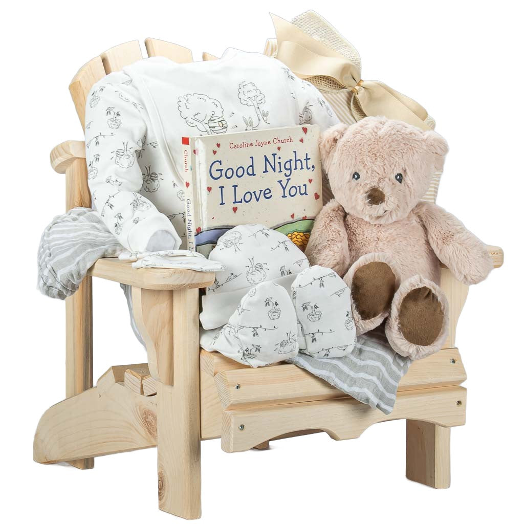 Neutral Baby Muskoka Chair With Book, Bear And Clothes